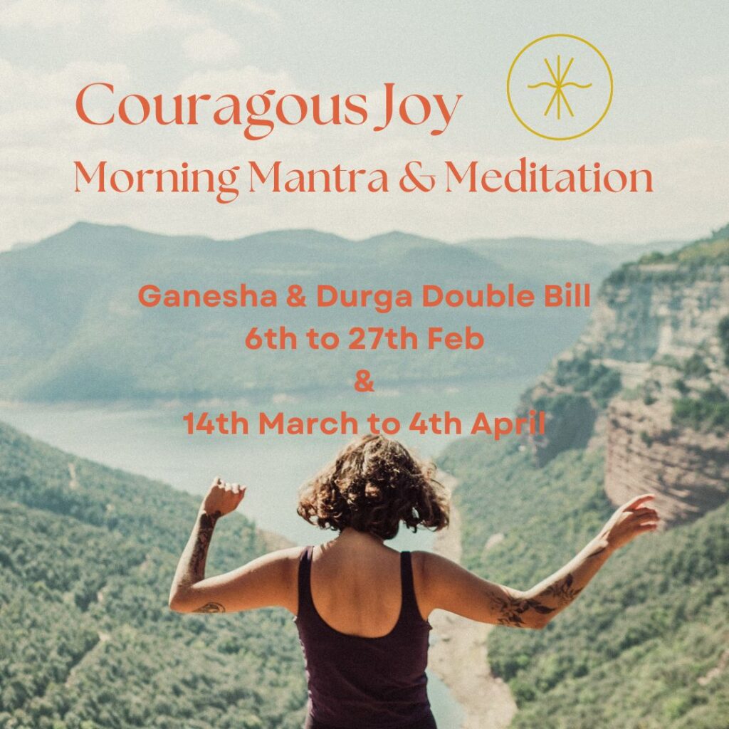 Imag of woman in mountains - courageous joy mantra & Meditation