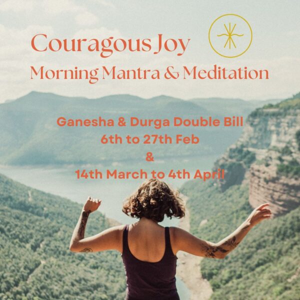 Imag of woman in mountains - courageous joy mantra & Meditation